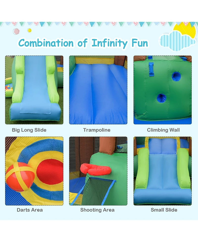 Costway Inflatable Jungle Bounce House Kids Dual Slide Jumping Castle Bouncer