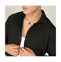 Men's Onyx Black Stripe-Creased Shirt