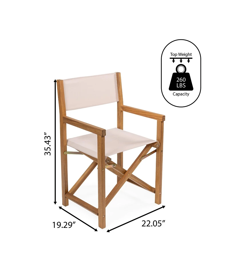 Jonathan Y Cukor Classic Vintage Outdoor Acacia Wood Folding Director Chair with Canvas Seat (Set of 2