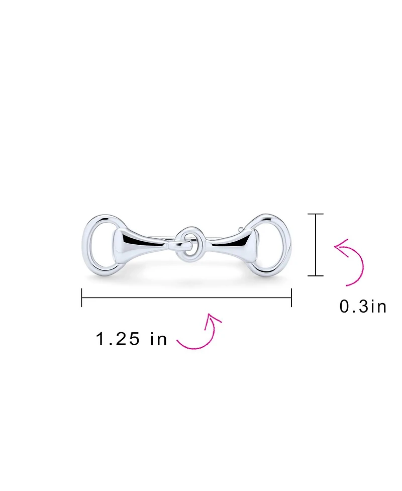 Bling Jewelry Equestrian Gift Double Bit Horse Snaffle Brooche Pin 14K Gold Plated Silver