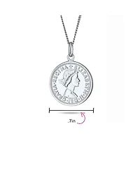 Bling Jewelry Royal Special Coin Disc Round Circle Medallion Pendant 1957 Special Queen Elizabeth Coin Necklace Sterling Silver
