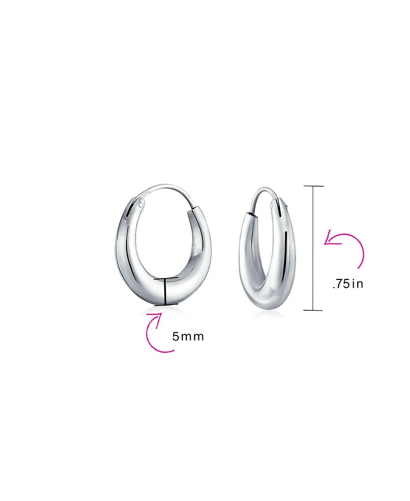 Bling Jewelry Simple Plain Circle Crescent Tapered Tube Hollow Puff Tube Round Hoop Earrings Sterling Silver Endless Inch
