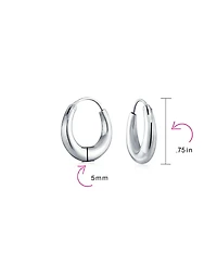 Bling Jewelry Simple Plain Circle Crescent Tapered Tube Hollow Puff Tube Round Hoop Earrings Sterling Silver Endless Inch