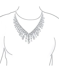 Bling Jewelry Art Deco Style Jewelry Multi Teardrop Cz Statement Spray Bib Collar Necklace