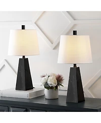 Jonathan Y Owen 20.5" Contemporary Resin Led Table Lamp, White Marble Finish (Set of 2)
