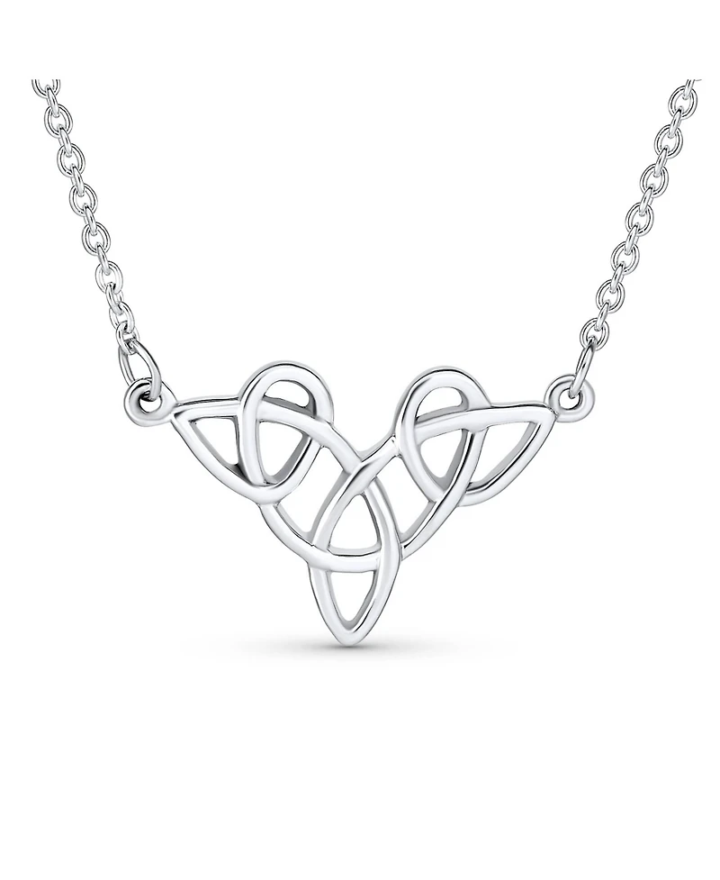Bling Jewelry Good Luck Friendship Heart Trinity Irish Love Knot Triquetra Infinity Statement Celtic Necklace Collar Pendant Sterling Silver Medium