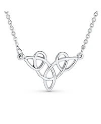 Bling Jewelry Good Luck Friendship Heart Trinity Irish Love Knot Triquetra Infinity Statement Celtic Necklace Collar Pendant Sterling Silver Medium