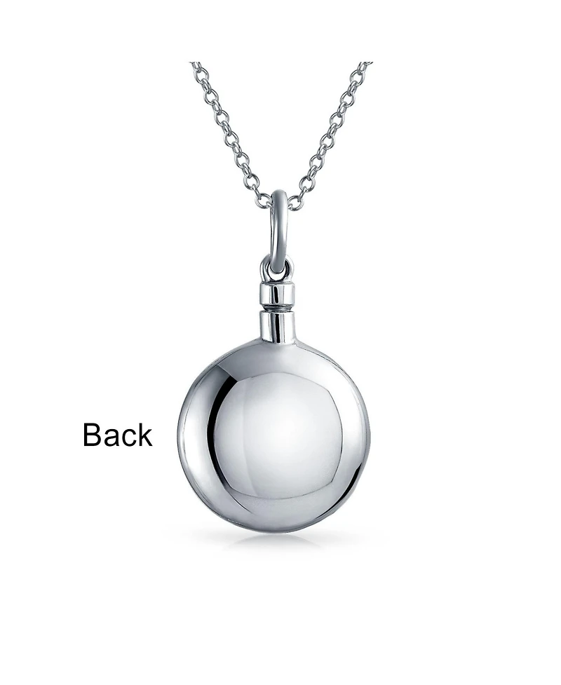 Bling Jewelry Large Puff Round Circle Locket Pendant Memorial Cremation Urn Necklace For Ashes Sterling Silver