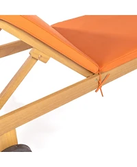 Jonathan Y Mallorca Modern Classic Foldable Adjustable Wood Chaise Outdoor Lounge Chair with Cushion & Wheels