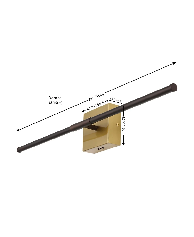 Jonathan Y Makena 28" Modern Minimalist Dimmable Integrated Led Metal Wall Sconce, Oil Rubbed Bronze/Brass Gold