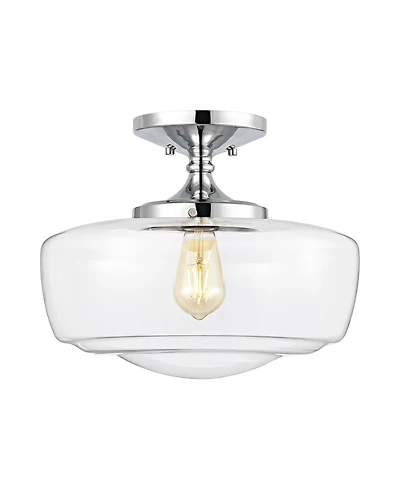Jonathan Y Marfa 14" Glass/Iron Farmhouse Modern Led Flush Mount, Nickel
