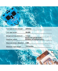 Skonyon 2 Person Water Sport Inflatable Towable Tubes for Boating-Blue