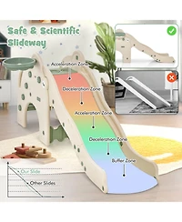 Skonyon 4-in-1 Toddler Slide Kids Play Slide with Cute Elephant Shape-Green