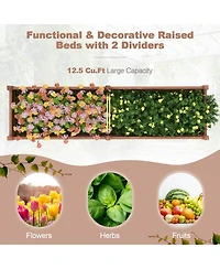 Skonyon 91 x 24 x 16 Inch Divisible Planter Box with Corner Drainage and Non-woven Liner for Growing Vegetables-Brown