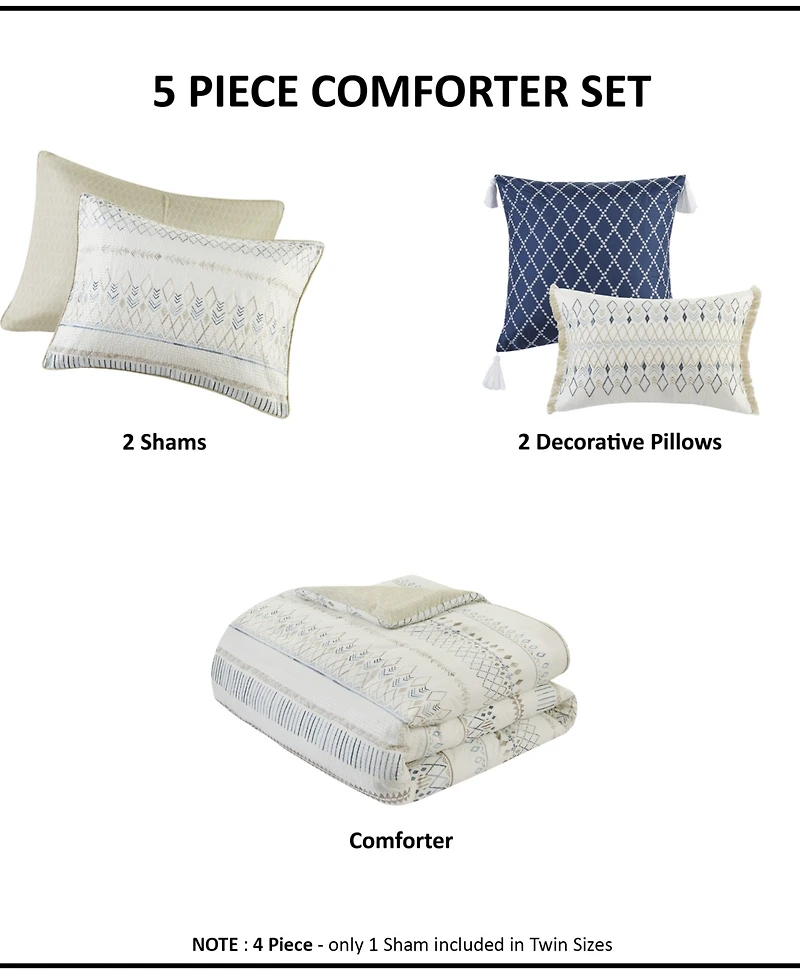 Madison Park Fraser Seersucker 5-Pc. Comforter Set, Full/Queen