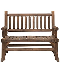 Walnut Log Rocking Loveseat for Outdoor Living