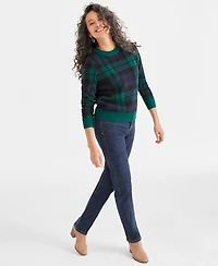 Style & Co Petite Collie Plaid Whimsy Pullover Sweater, Created for Macy's