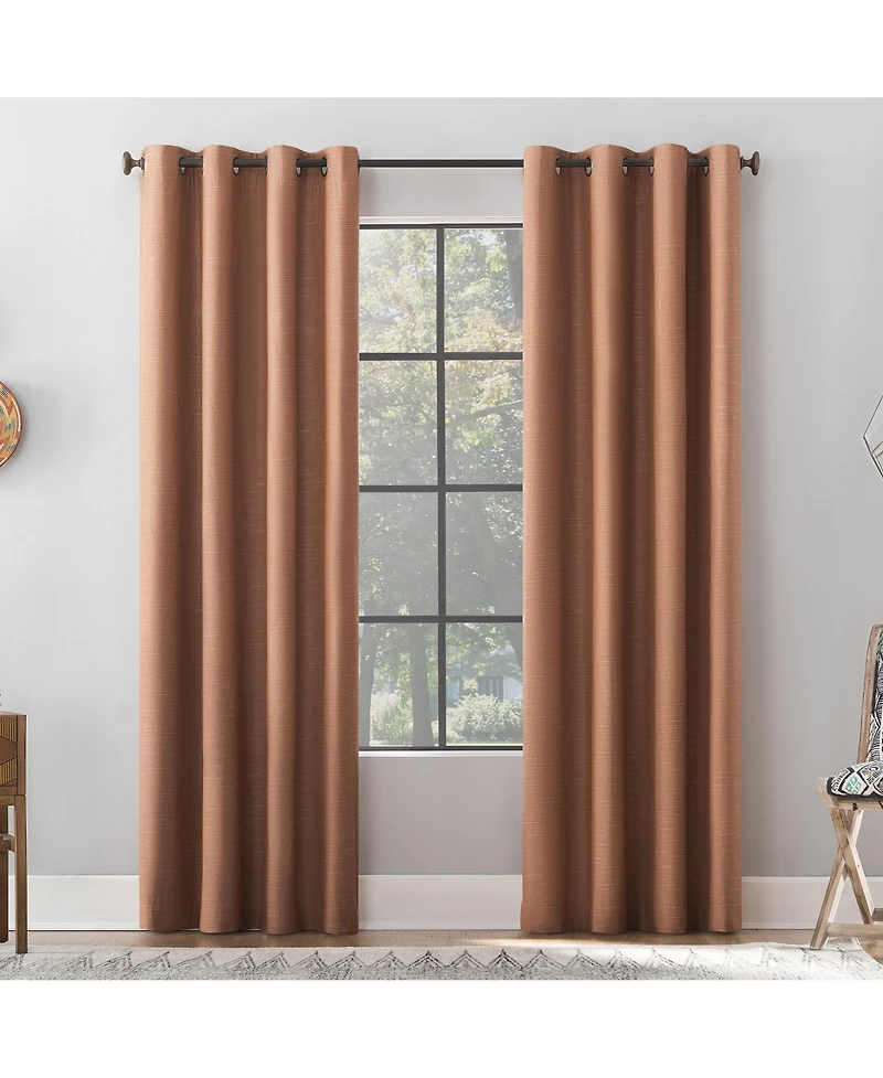 Textured Linen Blend Total Blackout Grommet Top Curtain