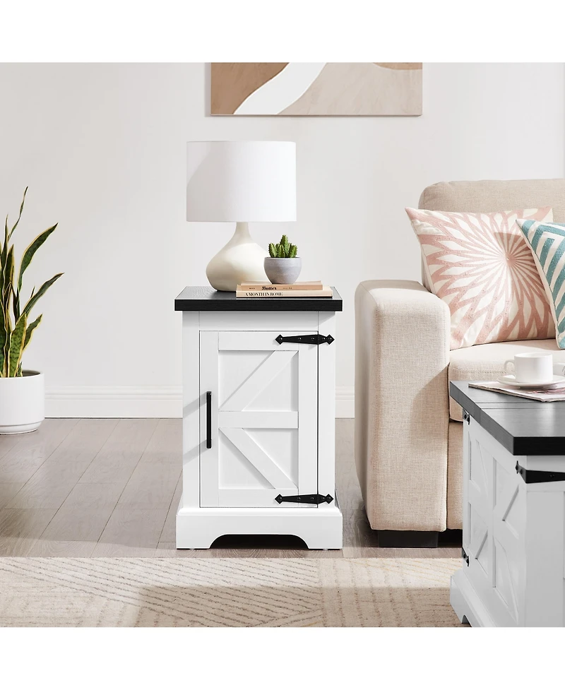 Streamdale Farmhouse End Table with Barn Door Storage