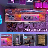 Multifunctional Desk with Led Lights, Storage & Usb Ports