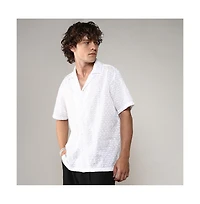 Men's Chalk White Embroidered Circular Shirt