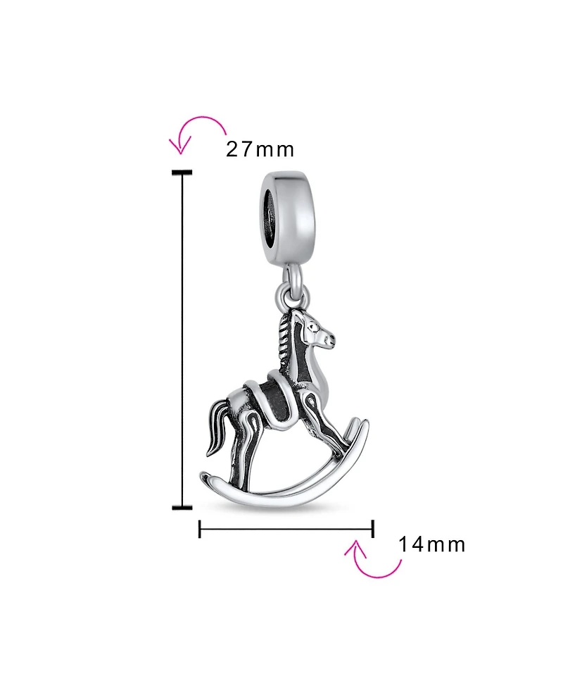 Bling Jewelry Rocking Horse Dangle Charm Bead Sterling Silver Fits European Bracelet