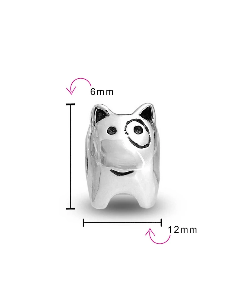 Bling Jewelry Small Puppy Pet Animal Lover Bff Spot Dog Charm Bead Oxidized Sterling Silver Fits European Bracelet