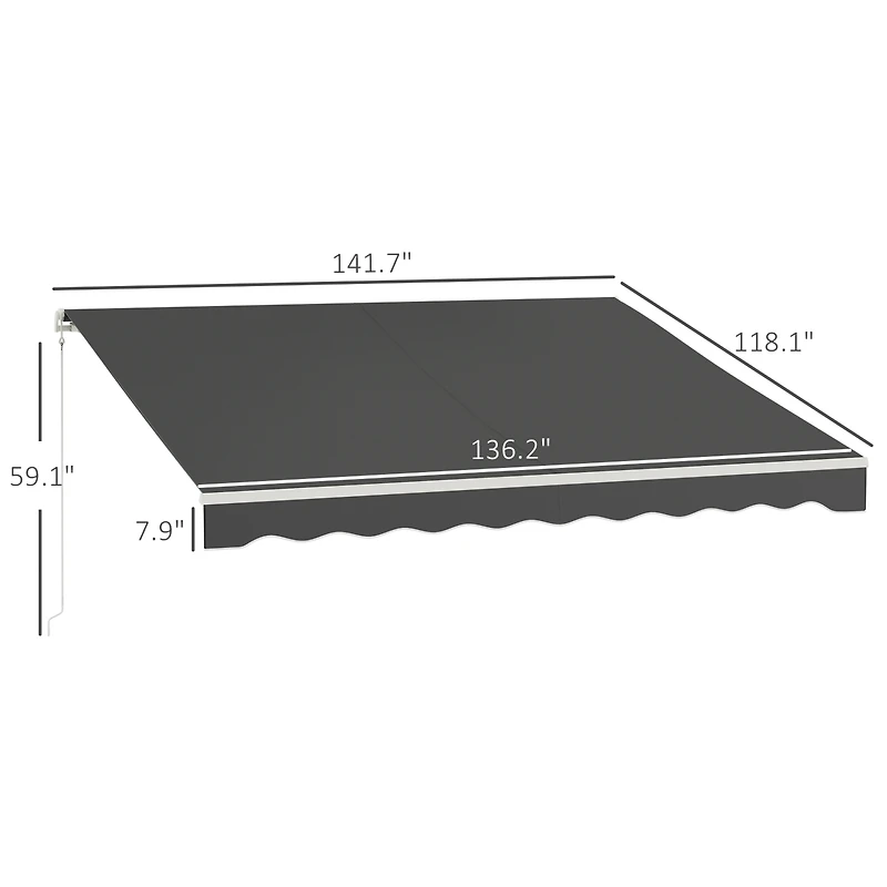 Outsunny 12' x 10' Electric Retractable Awning w/ Remote Controller,