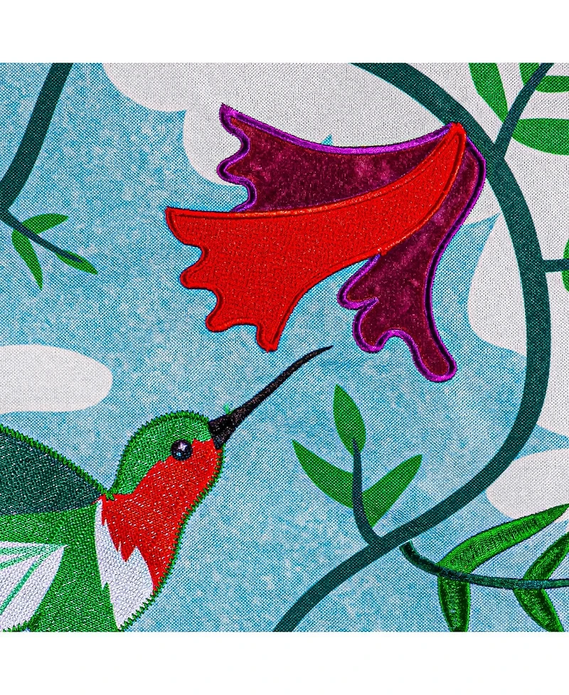 Evergreen Hummingbird Linen Garden Flag