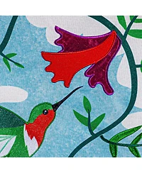 Evergreen Hummingbird Linen Garden Flag