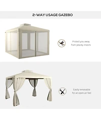 9.6' x 11.6' Patio Gazebo: Garden Canopy Shelter with Netting