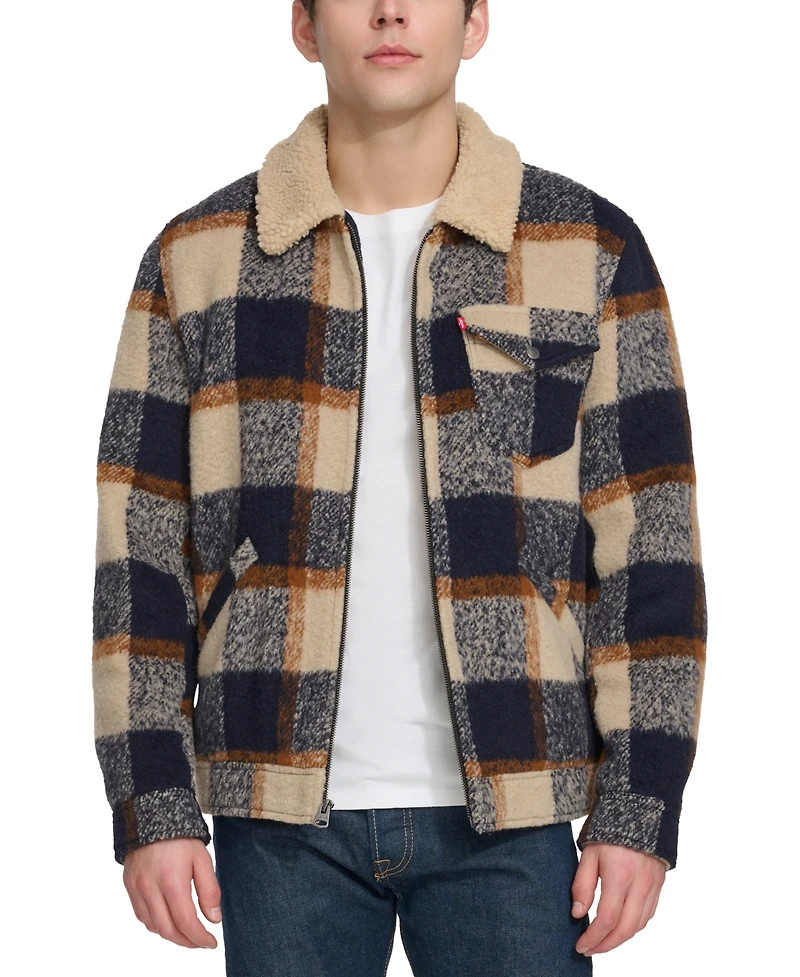 Levi's Men's Plaid Full-Zip Depot Jacket with Fleece Collar