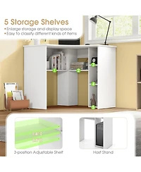 L-Shaped Computer Desk with Storage Shelves Adjustable Shelf for Home Office