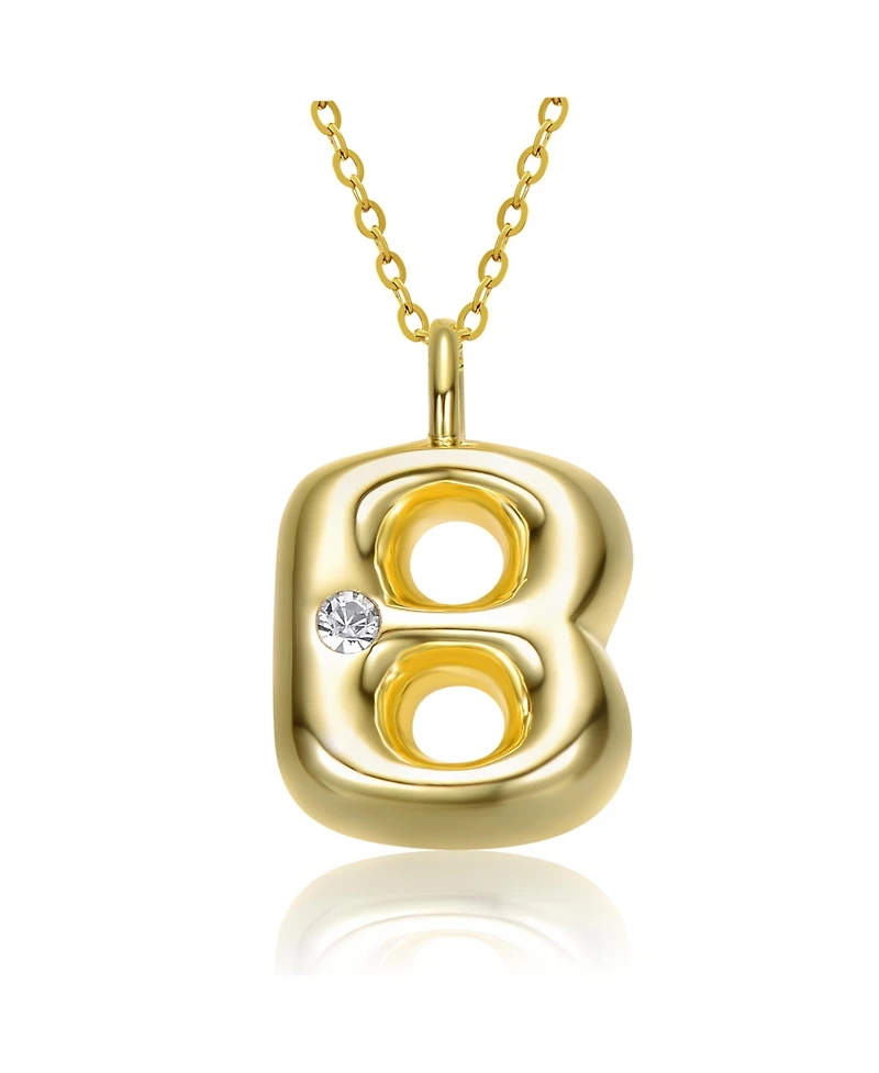 GiGiGirl 14k Gold Plated Cubic Zirconia Initial Pendant Bubble Letter Necklace