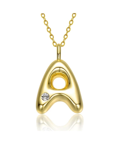 GiGiGirl 14k Gold Plated Cubic Zirconia Initial Pendant Bubble Letter Necklace