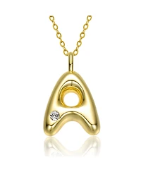 GiGiGirl 14k Gold Plated Cubic Zirconia Initial Pendant Bubble Letter Necklace