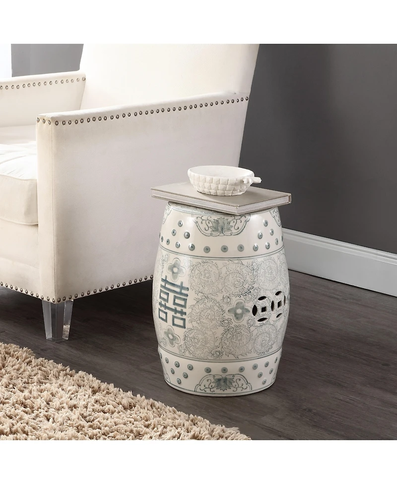 Jonathan Y Double Chinoiserie Ceramic Drum Garden Stool