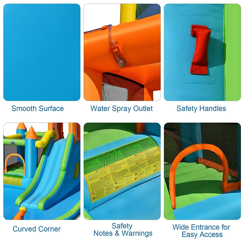 Bountech Inflatable Water Slide Kids Bounce House Splash Water Pool w/ Blower