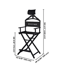 Byootique 28" Height Tall Director Chair Folding Artist Makeup Head Rest Salon