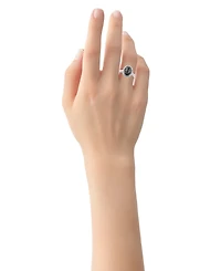 Black Diamond Oval Cluster Ring (1/6 ct. t.w.) Sterling Silver