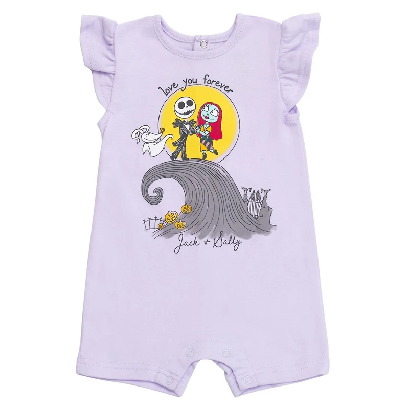 Nightmare Before Christmas Baby Girls Disney Snap Romper and Bucket Sun Hat