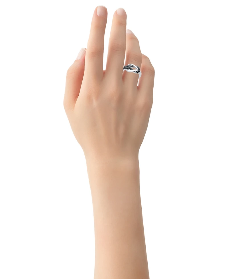 Black Diamond Polished Interlocking Ring (1/6 ct. t.w.) Sterling Silver