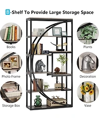 Tribesigns Bookshelf, Industrial 5-Tier Etagere Bookcase, 70.8 inch Tall Bookshelf with 8 Open Storage Shelf, Book Shelf Display Tack Shelving Unit fo