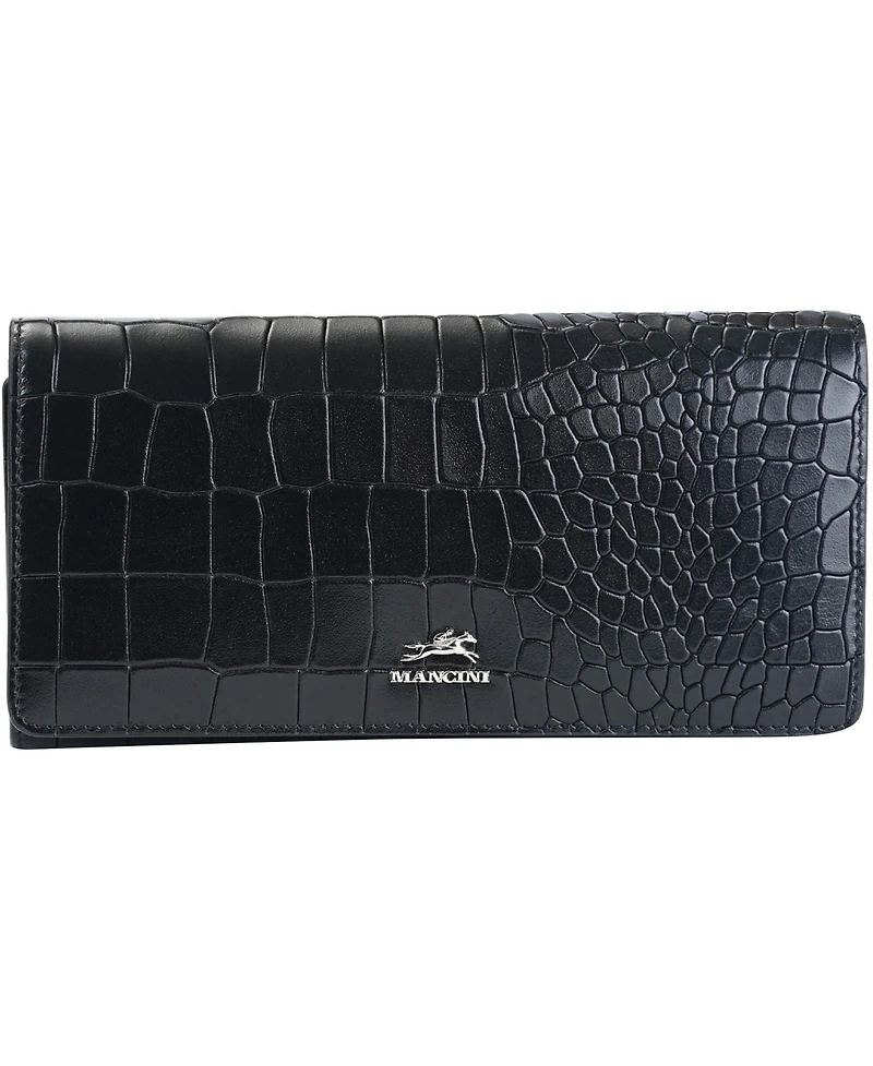 Mancini Women's Croco2 Rfid Secure Trifold Wallet