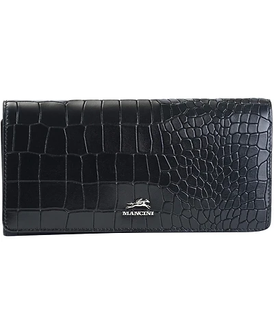Mancini Women's Croco2 Rfid Secure Trifold Wallet