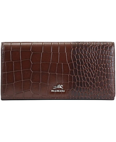 Mancini Women's Croco2 Rfid Secure Trifold Wallet