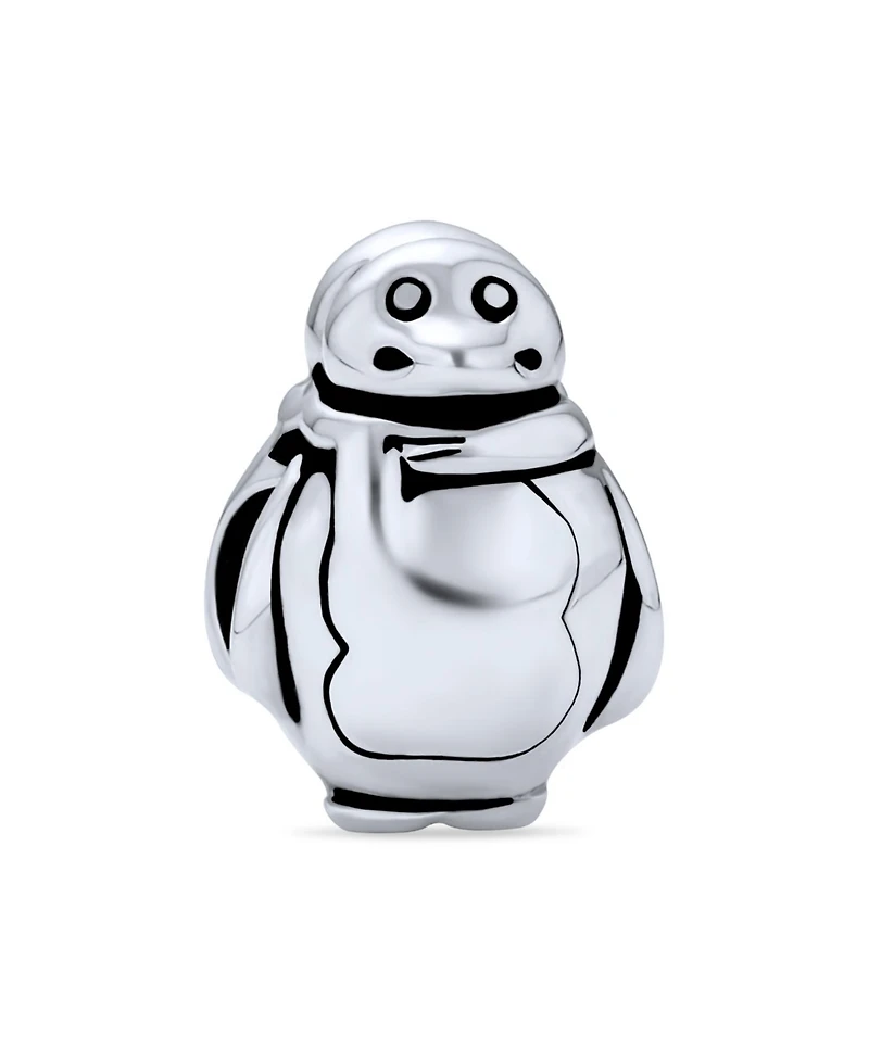 Bling Jewelry Cute Fat Cartoon Christmas Holiday Snowman Penguin With Scarf Winter Charm Bead Sterling Silver Fits European Bracelet