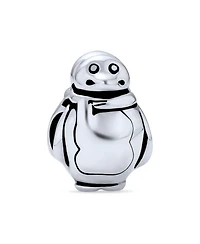 Bling Jewelry Cute Fat Cartoon Christmas Holiday Snowman Penguin With Scarf Winter Charm Bead Sterling Silver Fits European Bracelet