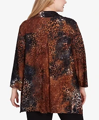 Ruby Rd. Plus Button Front Stand Collar Tie Dyed Spots Jacquard Shirt