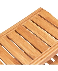 Skonyon Bathroom Bamboo Shower Chair Bench with Storage Shelf